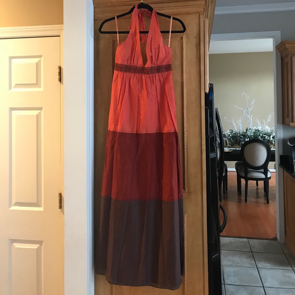 Bcbg summer maxi dress orange brown sz. 2